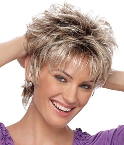 Perücke Brasilianisches Weniger Rose Haarnetz Volle Perücke blond Natürlich aussehende Frauen Perücken, Perücken damen Kurze lockige Haare Frisur Echthaarperücken für schöne und großzügig von JABALUX