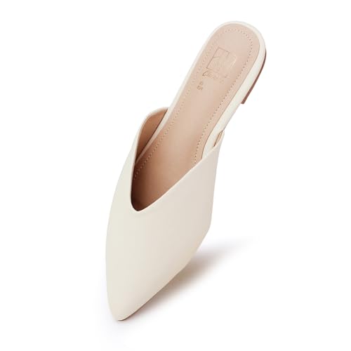 JABASIC Classic Pantoletten Damen Slipper, Spitz zulaufende Pantoletten(38, BEIGE) von JABASIC