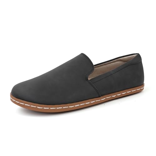 JABASIC Damen Schlupf-Loafer Barfußschuhe Bequeme Slip on Flache Mokassins (Black,41) von JABASIC