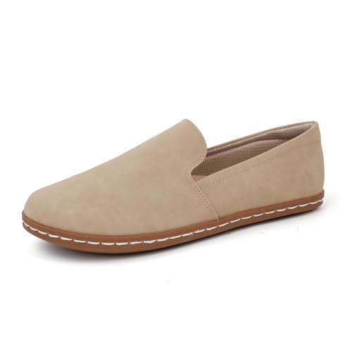 JABASIC Damen Schlupf-Loafer Barfußschuhe Bequeme Slip on Flache Mokassins (Khaki,37) von JABASIC