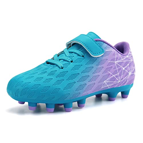 JABASIC Kids Firm Ground Fußballschuhe Jungen Mädchen Sportliche Fußballschuh (30EU,Mint Purple) von JABASIC
