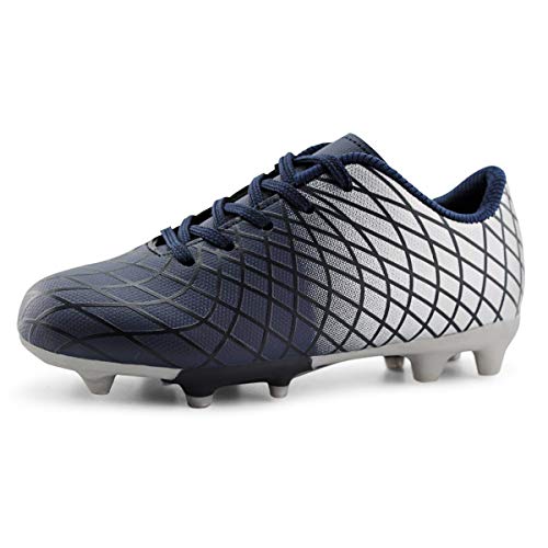 JABASIC Kids Outdoor Fußballschuh Athletic Firm Ground Fußballschuhe (31 EU,Navy Splitter) von JABASIC