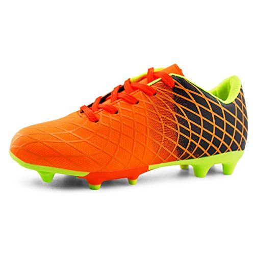 JABASIC Kids Outdoor Fußballschuh Athletic Firm Ground Fußballschuhe (31EU,Orange-1) von JABASIC