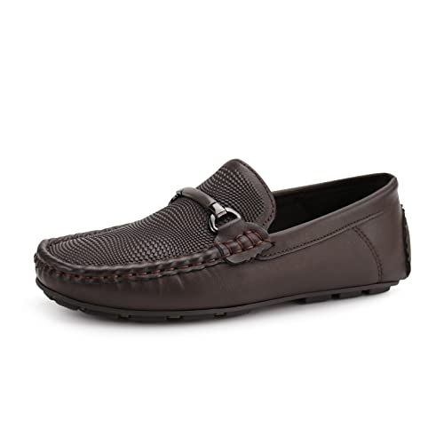 JABASIC Kinder Penny Loafer Casual Slip-On Mokassin Flats Jungen Kleid Schuhe(37EU,Coffee) von JABASIC
