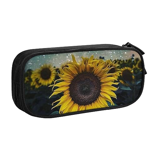 JABNOW Federmäppchen mit Sonnenblumen-Motiv, groß, Schwarz, Schwarz , Einheitsgröße, Kinderrucksack von JABNOW