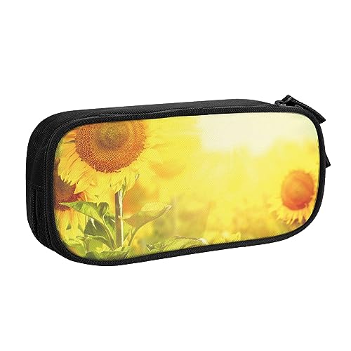 JABNOW Große Federtasche mit Sonnenblumen-Aufdruck, schwarz, Stifteetui, Bleistifttasche, Organizer für Mädchen, Jungen, Studenten, Schule, Büro, College, Schwarz , Einheitsgröße, Kinderrucksack von JABNOW