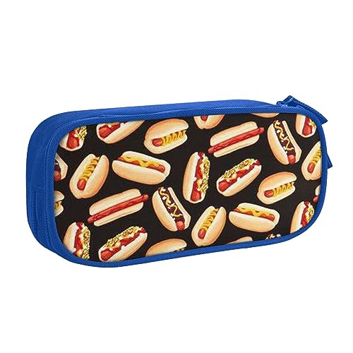 JABNOW Großes Federmäppchen mit Aufdruck "Hot Dogs" für Mädchen, Jungen, Studenten, Schule, Büro, Universität, Schwarz, blau, Einheitsgröße, Kinderrucksack von JABNOW