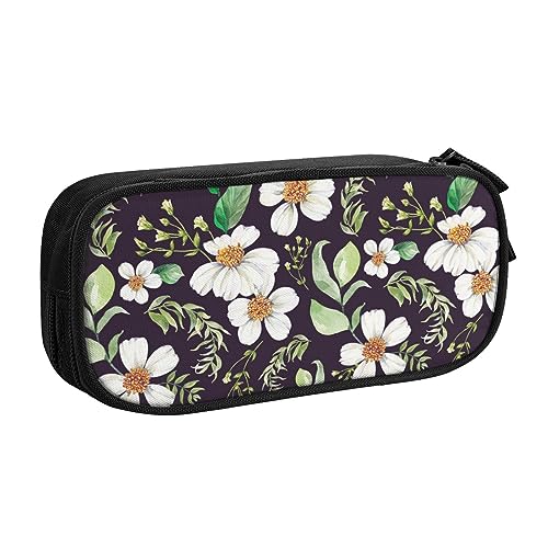 JABNOW Großes Federmäppchen mit Blumenblatt-Aufdruck, schwarz, Stifteetui, Stifteetui, Organizer für Mädchen, Jungen, Studenten, Schule, Büro, College, Schwarz , Einheitsgröße, Kinderrucksack von JABNOW