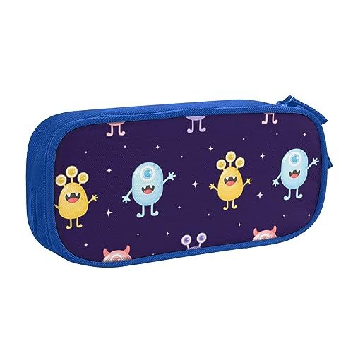 JABNOW Großes Federmäppchen mit Cartoon-Monster-Druck, schwarz, Stifteetui, für Mädchen, Jungen, Studenten, Schule, Büro, College, blau, Einheitsgröße, Kinderrucksack von JABNOW