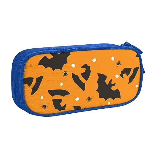 JABNOW Großes Federmäppchen mit Halloween-Cartoon-Druck, schwarz, Stifteetui, Stifteetui, Organizer für Mädchen, Jungen, Studenten, Schule, Büro, College, blau, Einheitsgröße, Kinderrucksack von JABNOW