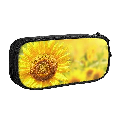 JABNOW Großes Federmäppchen mit Sonnenblumen-Druck, schwarz, Stifteetui, Stifteetui, Organizer für Mädchen, Jungen, Studenten, Schule, Büro, College, Schwarz , Einheitsgröße, Kinderrucksack von JABNOW