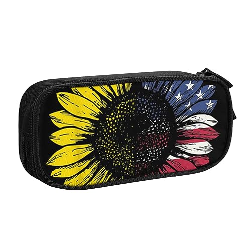 JABNOW Großes Federmäppchen mit Sonnenblumen-Druck, schwarz, Stifteetui, Stifteetui, Organizer für Mädchen, Jungen, Studenten, Schule, Büro, College, Schwarz , Einheitsgröße, Kinderrucksack von JABNOW