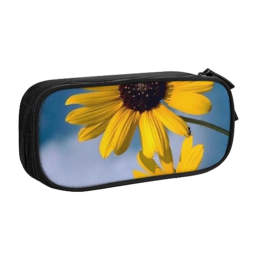 JABNOW Großes Federmäppchen mit Sonnenblumen-Druck, schwarz, Stifteetui, Stifteetui, Organizer für Mädchen, Jungen, Studenten, Schule, Büro, College, Schwarz , Einheitsgröße, Kinderrucksack von JABNOW