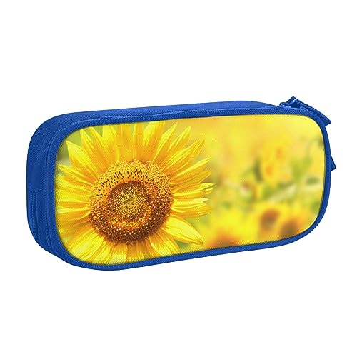 JABNOW Großes Federmäppchen mit Sonnenblumen-Druck, schwarz, Stifteetui, Stifteetui, Organizer für Mädchen, Jungen, Studenten, Schule, Büro, College, blau, Einheitsgröße, Kinderrucksack von JABNOW