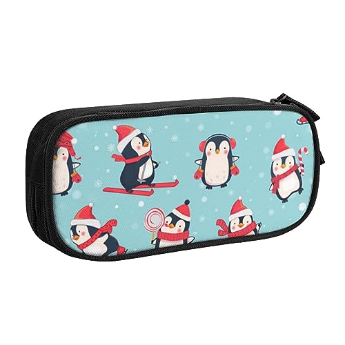 JABNOW Großes Federmäppchen mit weihnachtlichem Pinguin-Druck, schwarz, Stifteetui, Stifteetui, Organizer für Mädchen, Jungen, Studenten, Schule, Büro, College, Schwarz , Einheitsgröße, Kinderrucksack von JABNOW