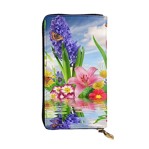 JABNOW Street Night Landschaft bedruckte Brieftasche, Multi-Kartenschlitz, Kreditkartenorganizer, große Kapazität, lange Geldbörse für Damen und Herren, Blumen/Schmetterling, Einheitsgröße von JABNOW