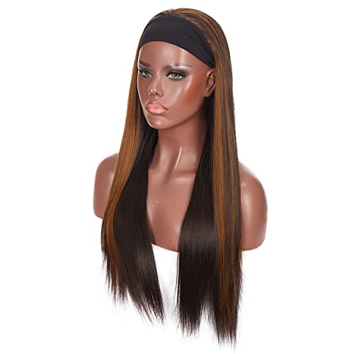 Damen-Perücke, Haarband, langes lockiges Haar, Kopf-Set, glattes Haar, Kopf-Set (Color : 3, Size : 1) von JABSY