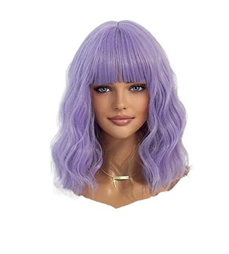 Farbige Perücken for Frauen, kurzes Haar, Mode, lockiges Chemiefaser-Haarset Modedekoration (Color : F, Size : 14inch) von JABSY