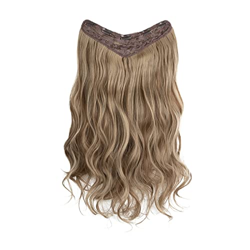 Natürliche Perücke for Frauen mit langen lockigen Haaren und großen Wellen in einteiligen, flauschigen V-förmigen Haarverlängerungen (Color : 1, Size : 18 inch) von JABSY
