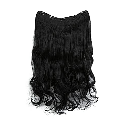 Natürliche Perücke for Frauen mit langen lockigen Haaren und großen Wellen in einteiligen, flauschigen V-förmigen Haarverlängerungen (Color : 2, Size : 22 inch) von JABSY