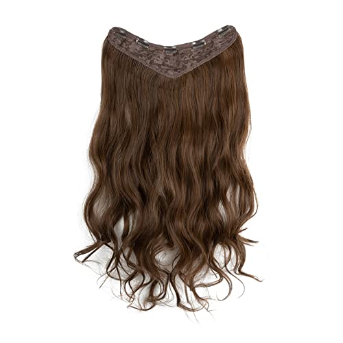 Natürliche Perücke for Frauen mit langen lockigen Haaren und großen Wellen in einteiligen, flauschigen V-förmigen Haarverlängerungen (Color : 7, Size : 22 inch) von JABSY