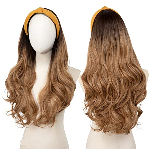 Perücken Frauen langes lockiges Haar Haarbänder Kopfbedeckungen realistische Perücken (Color : 5, Size : 24 inch) von JABSY