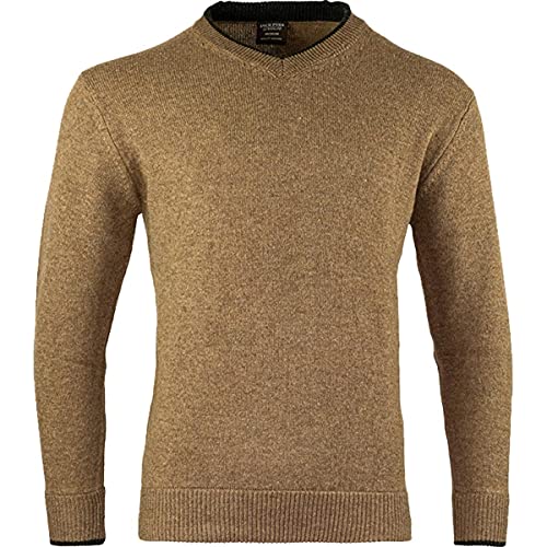 JACK PYKE Ashcombe - Pullover mit V-Ausschnitt - 100% Lammwolle - Beigebraun - S von JACK PYKE