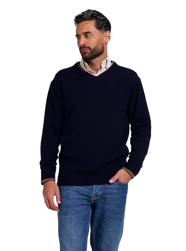 JACK PYKE Ashcombe - Pullover mit V-Ausschnitt - 100% Lammwolle - Dunkelblau - 3XL von JACK PYKE