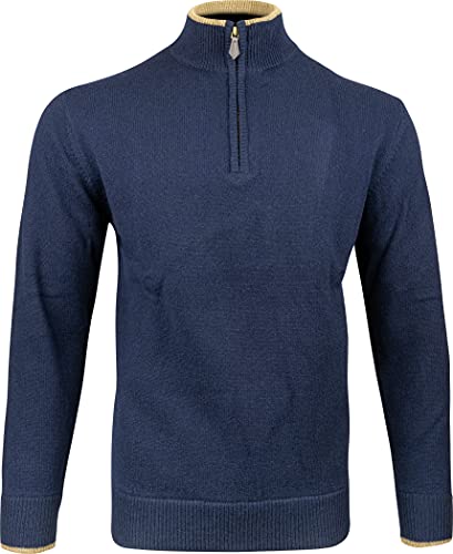 JACK PYKE Ashcombe - Strickpullover mit Reißverschluss - 100% Lammwolle - Dunkelblau - XXL von JACK PYKE