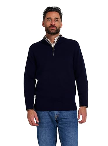 JACK PYKE Ashcombe - Strickpullover mit Reißverschluss - 100% Lammwolle - Dunkelblau - XXL von JACK PYKE