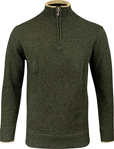 JACK PYKE Ashcombe - Strickpullover mit Reißverschluss - 100% Lammwolle - Dunkeloliv - XXL von JACK PYKE