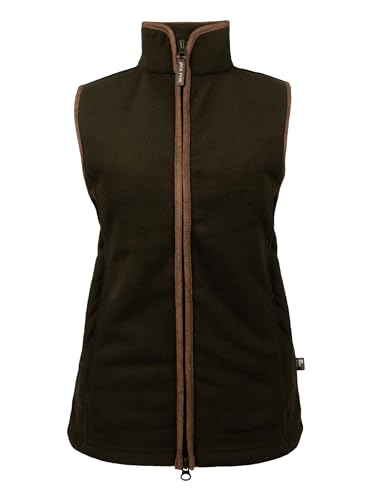 JACK PYKE Countryman Fleeceweste für Damen, 300 g Thermo-Fleece, Ärmellose Outdoor Weste mit Doppelreißverschluss & Reißverschlusstaschen für Reisen, Spaziergänge, Freizeit - Dark Olive - M von JACK PYKE