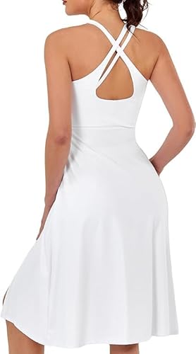 Jack Smith Damen Casual Sportkleid Schlitz Träger Laufkleid Hohe Taille Weiß M von Jack Smith