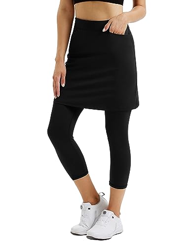 Damen Sport Leggings mit Rock | Hosenrock für Yoga, Pilates, Tennis, Golf | Bequem, Atmungsaktiv, Blickdicht Sportrock mit innenhose hoher Taille und Tasche von JACK SMITH