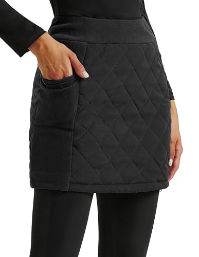 JACK SMITH Damen Puffer Stepprock Leichte Isolierte Röcke mit Taschen Warmer Schneerock, Schwarz, XX-Large von JACK SMITH