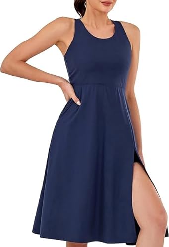 Jack Smith Damen Sportkleid Schlitz Trägerkleid Sommer ärmellos Sportbekleidung Laufen dunkelblau XL von Jack Smith