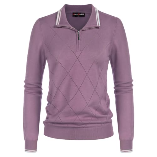 JACK SMITH Frauen Sport Gestrickt Tops Stand Kragen Dehnbar Weichen Pullover Flieder M von JACK SMITH