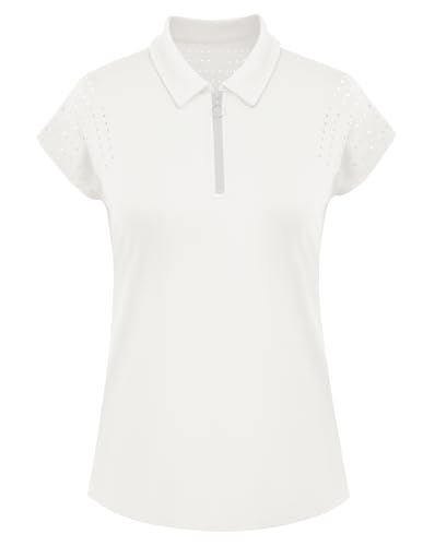 Jack Smith Weisse Blusen Damen Polohemd Wanderbluse für Golf Reiten Tennis Fitness Trainning Laufen Weiß XL von Jack Smith