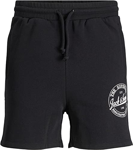 JACK&JONES JUNIOR Boy's JPSTBRAT Logo Sweat JNR Shorts, Schwarz, 128 von JACK&JONES JUNIOR