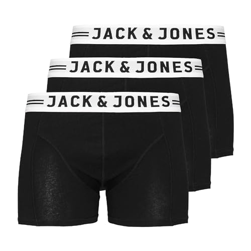 JACK&JONES JUNIOR Boy's Sense Trunks 3-Pack NOOS JNR Boxer Shorts, Black/Detail:Black wasitband w.White Logo, 176 von JACK & JONES