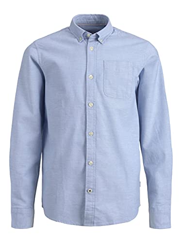 JACK & JONES Jungen JJEOXFORD Shirt L/S NOOS JNR Langarmshirt, Cashmere Blue, 140 von JACK & JONES