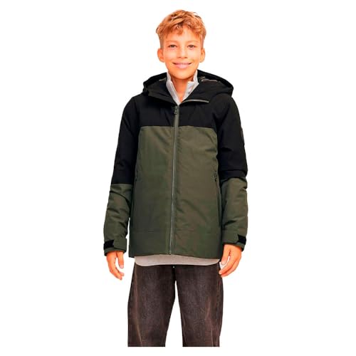 JACK&JONES JUNIOR Jungen JCOAIDEN Transitional Jacket JNR Jacke, Forest Night/Detail:Black Blocking, 128 von JACK&JONES JUNIOR
