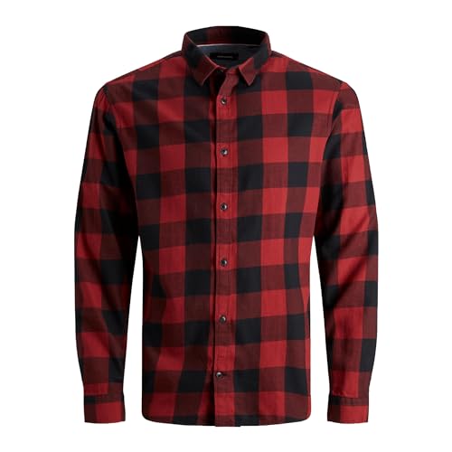 JACK & JONES Jungen JJEGINGHAM Twill Shirt L/S NOOS JNR Hemd, Brick Red, 128 von JACK & JONES