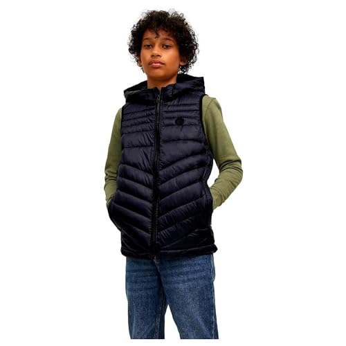 JACK & JONES Junior Jungen Jjehero Bodywarmer Hood Sn Jnr Steppweste, Schwarz, 176 EU von JACK & JONES