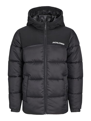 JACK & JONES JUNIOR Jjmoon Hood Puffer Jnr 12258878,Schwarz,128 von JACK & JONES