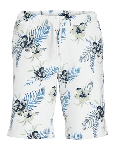 JACK&JONES JUNIOR Jungen JPSTCHILL AOP JNR Sweat Shorts, Cloud Dancer, 164 cm von JACK&JONES JUNIOR