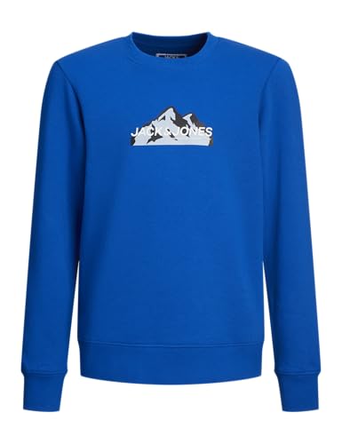 JACK&JONES JUNIOR Jungen Jcomountain Logo Crew Neck Sn Mni Sweatshirt, Lapis Blue/Print:Black/Blue Frog/White, 110 EU von JACK&JONES JUNIOR