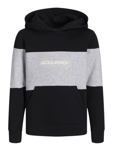 JACK&JONES JUNIOR Jungen Jjelegacy Blocking Sweat Hood Noos Mni Kapuzenpullover, Black/Detail:Blocking, 104 EU von JACK&JONES JUNIOR