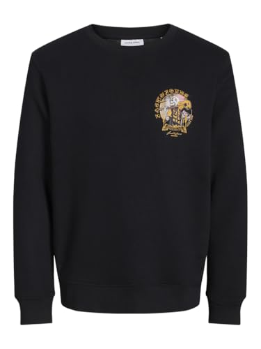JACK&JONES JUNIOR Jungen Jjskull Rock Crew Neck Jnr Sweatshirt, Black/Print:small, 140 EU von JACK&JONES JUNIOR