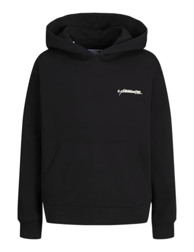JACK&JONES JUNIOR Jungen Jorgreenpoint Back Sweat Hood Jnr Kapuzenpullover, Black/Fit:Volume, 140 EU von JACK&JONES JUNIOR